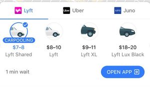 رزرو کردن Uber یا Lyft در گوگل مپ