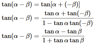 فرمول تانژانت تفاضل دو زاویه